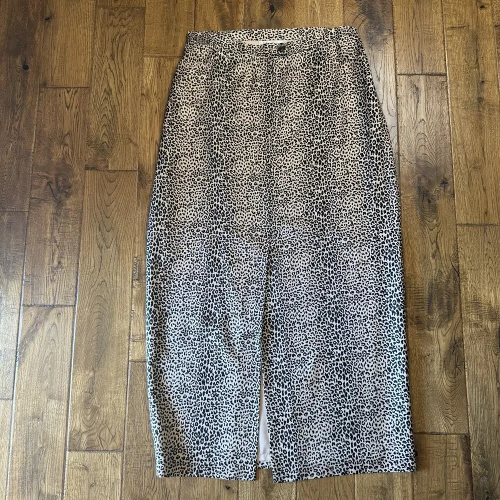 VTG Vera Cristina Suit Skirt Womens Sz 16 100% Silk Cheetah Print Skirt Blazer - Picture 2 of 7